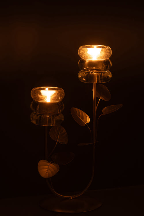 J-Line kaarshouder Tak Blad 2 Delen - ijzer - goud/transparant - vtwonen shop