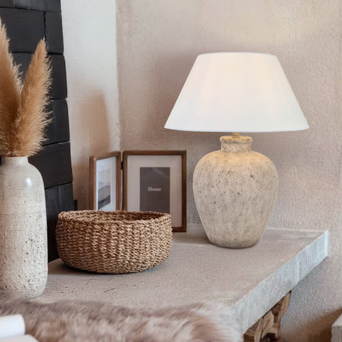 HOME DELUXE Grote stenen tafellamp LENE - Wit