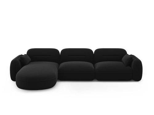 Cosmopolitan Design Modulaire hoekbank links Sydney 4-zits, flueel, zwart - 165x320x70cm