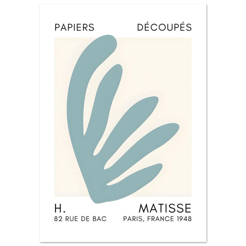 Artfulprints Poster met Lijst Matisse – Aquatic impression turquoise   - 50x70 cm - Turquoise