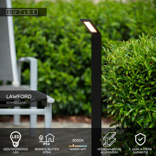 Lucide sokkellamp LAWFORD - Geïntegreerde LED - Zwart