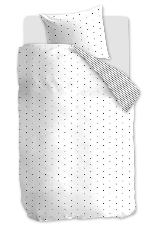 vtwonen dekbedovertrek Striped Love - 140x200/220 cm - wit