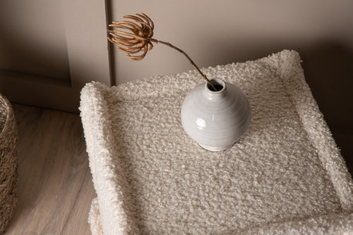 Nest living Quinty Vierkante Poef Bouclé - Wit - vtwonen shop