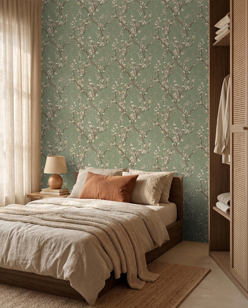 Sanders & Sanders behang bloesemtak vergrijsd olijfgroen en wit - 53 cm x 10 m - 640178