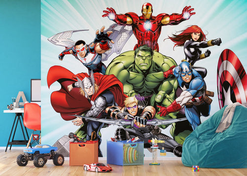 Sanders & Sanders fotobehang The Avengers blauw, groen en rood - 375 x 270 cm - 601037