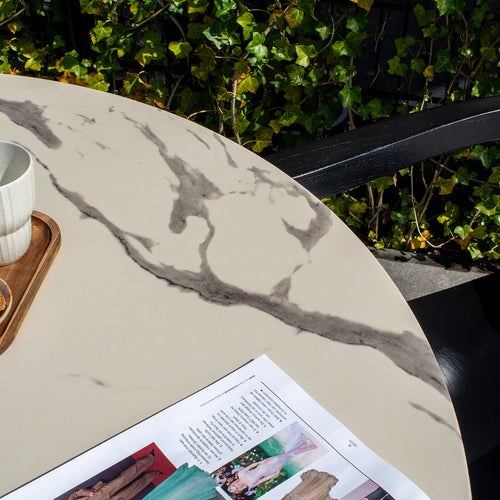 DÉJA Living Tuintafel Flen - Marmerlook - Rond - 120x120x76cm - vtwonen shop