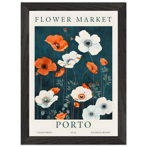 Artfulprints Poster met Lijst Flower market - Porto   - A4 21x29.7 cm - Meerkleurig
