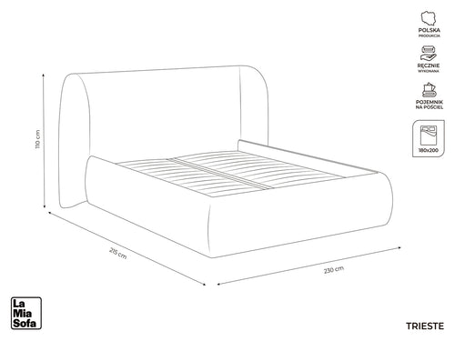 LaMiaSofa Bed met opbergruimte Trieste - chenille stof - zwart - 230x215x110