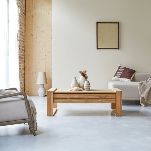 Tikamoon Minimalys - Massief teakhouten salontafel - Naturel - vtwonen shop