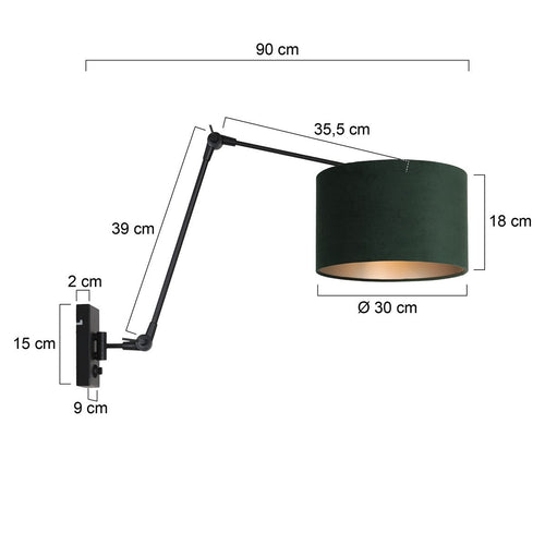 Steinhauer wandlamp prestige - 1 lichts - 90x 50 cm - zwart groen
