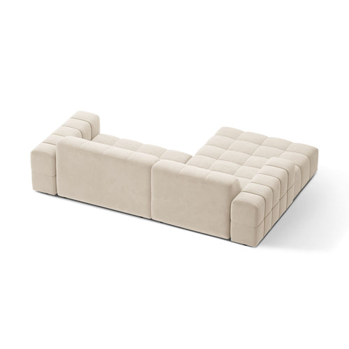 Cosmopolitan Design - Linker hoekbank Chicago 3-zits, flueel lichtbeige - 167x234x78cm