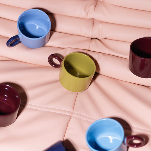 Ona - Beker 28cl mustard yellow/burgundy pink Lou