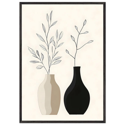 Artfulprints Poster met Lijst Boho – Calm vase   - 70x100 cm - Zwart / Wit