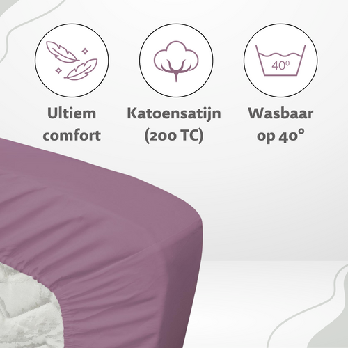 Ten Cate hoeslaken - 100% katoensatijn - 90x200  - paars - vtwonen shop