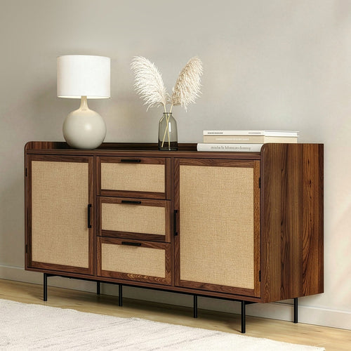 Calicosy - Dressoir JETSON -  Walnootlook & stof 140x39,5x79 cm