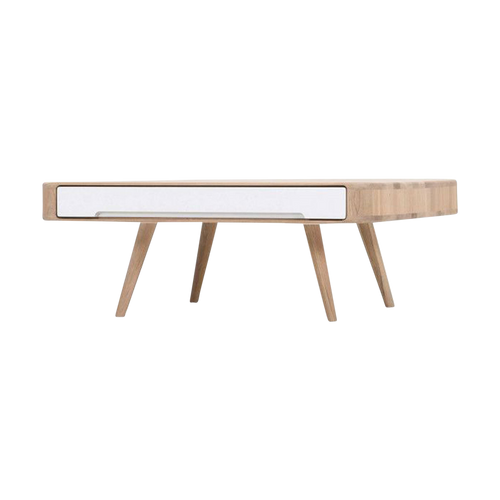 Gazzda Ena coffee table houten salontafel whitewash - 90 x 90 cm - vtwonen shop