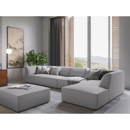 Cosmopolitan Design - Modulaire hoekbank rechts Siena 5-zits, structurele stof lichtgrijs - 180x366x69cm