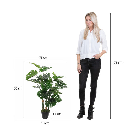 Mica Decorations Monstera Kunstplant - H100 x Ø75 cm - Groen