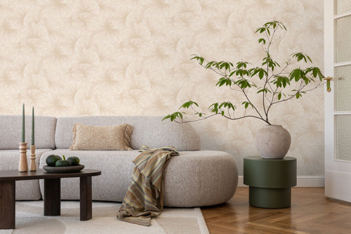 ESTAhome behang 3D-motief bladeren beige - 53 cm x 10.05 m - 131395