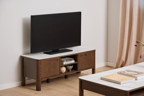 Rebellenclub  Leda TV-meubel  - 120 x 40 cm - Marmerlook / Gerookt Eiken