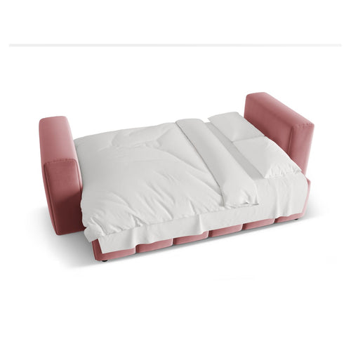 Cosmopolitan Design - Slaapbank met opbergdoos Verona 3-zits, flueel flamingo - 98x252x85cm