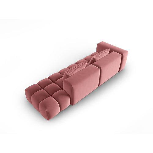Cosmopolitan Design - Rechte modulaire bank Verona 4-zits, flueel flamingo - 85x265x70cm