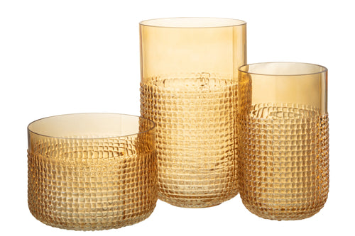 J-Line vaas Patroon - glas - oranje - medium - Ø 15 cm - vtwonen shop