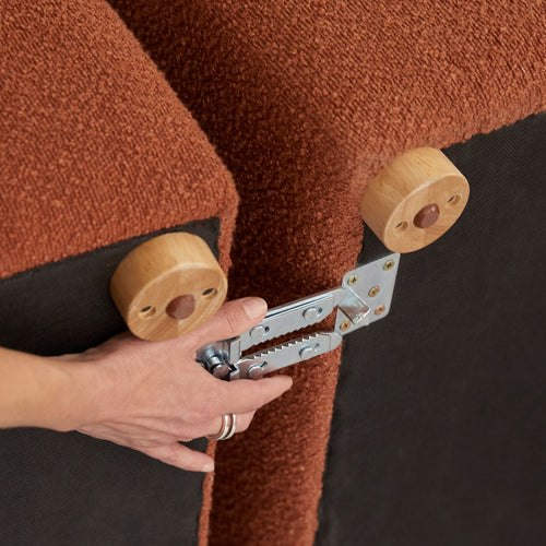 Tikamoon Modulaire hoekfauteuil van massief acaciahout en terracotta stof - Terracotta - vtwonen shop