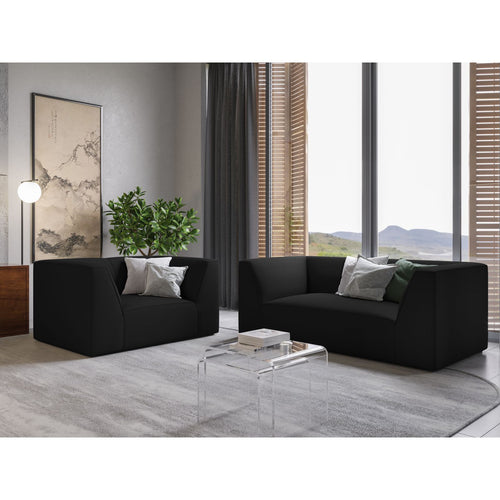 Cosmopolitan Design - Bank Siena 2-zits, structurele stof zwart - 92x174x69cm