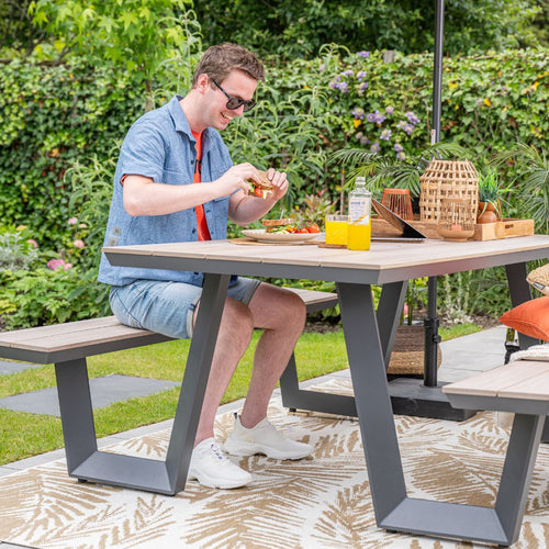 Bell picknick set - 200x178 cm - carbon black - light teak vironwood - vtwonen shop