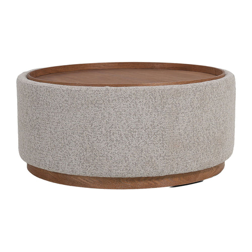 DÉJA Living Salontafel Marcia – Rond – Met Opbergruimte – Essen Fineer – 83x83x40 cm – Taupe/Walnoot