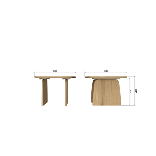 WOOOD salontafel 60 cm Tablo - Eiken - Transparant - 40x59x59