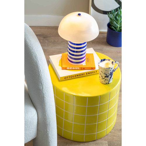 Leitmotiv bijzettafel Retro Tiles Low - geel - Ø42cm
