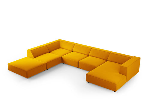 Cosmopolitan Design Panoramische hoekbank links Arendal 7-zits, flueel, geel - 262x364x70cm