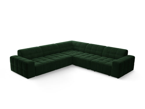 Cosmopolitan Design Hoekbank CHICAGO 4-zits, flueel flessengroen - 285x285x78cm