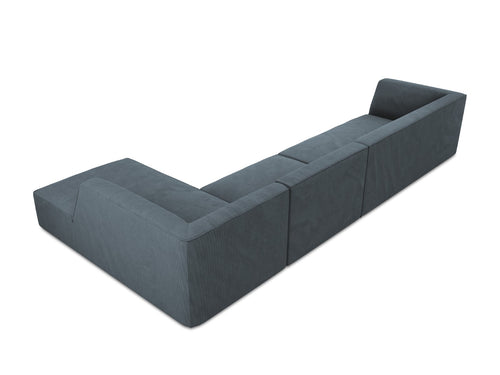 Micadoni rechter hoekbank Ruby 5-zits, ribfluwelen, blauw - 180x366x69cm