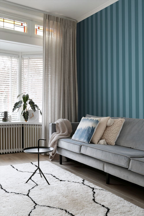 ESTAhome behang strepen donkerblauw - 50 x 900 cm - 131921