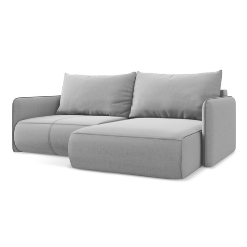 LaMiaSofa hoekbank rechts Palermo - velours - grijs - 207x148x86