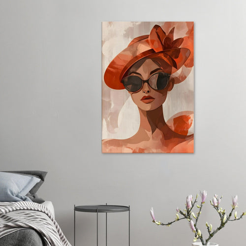 Artfulprints Canvas Timeless fashion portrait canvas - 75x100 cm - beige