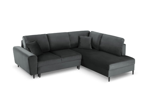 Cosmopolitan Design Converteerbare hoekbank rechts met opbergdoos Kyoto 5-zits, flueel, donkergrijs - 194x243x88cm