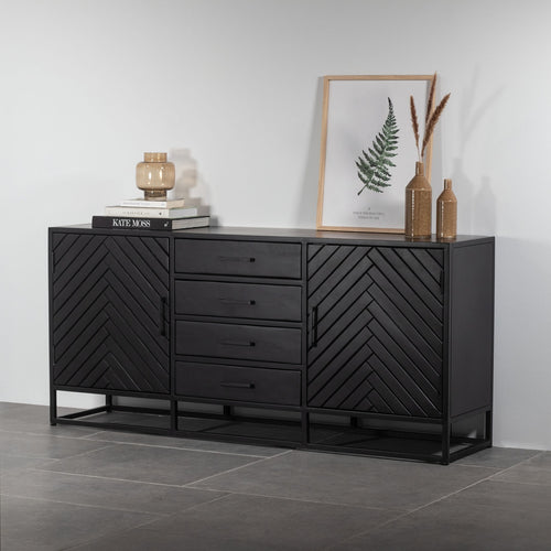 Dressoir Isa Zwart Visgraat Klein Mangohout - Giga Meubel - vtwonen shop