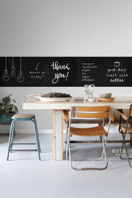 ESTAhome krijtbord behang  zwart - 53 x 560 cm - 155004