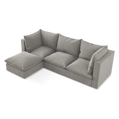 LaMiaSofa hoekbank links Ravenna - velours - grijs - 255x165x77