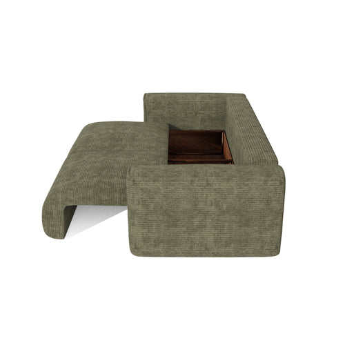 Premium Interiors - Slaapbank met opbergruimte COMO - corduroy olijfgroen 254cm