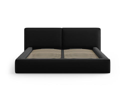 Micadoni Opbergbed met hoofdeinde Jodie 200x200cm, flueel, zwart - 228x251x108cm