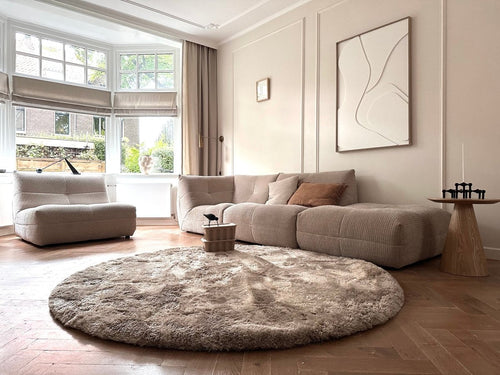 Interieur05 vloerkleed Odelia stone - rond -hoogpolig  - 160 x 160 cm