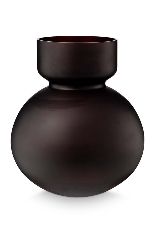 vtwonen - Vaas Rond - Glas - Chocoladebruin - 23x26 cm