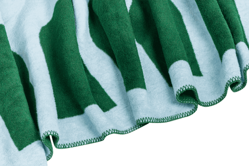 noo.ma GILLI Cotton Blanket - Forest Green & Baby Blue - vtwonen shop
