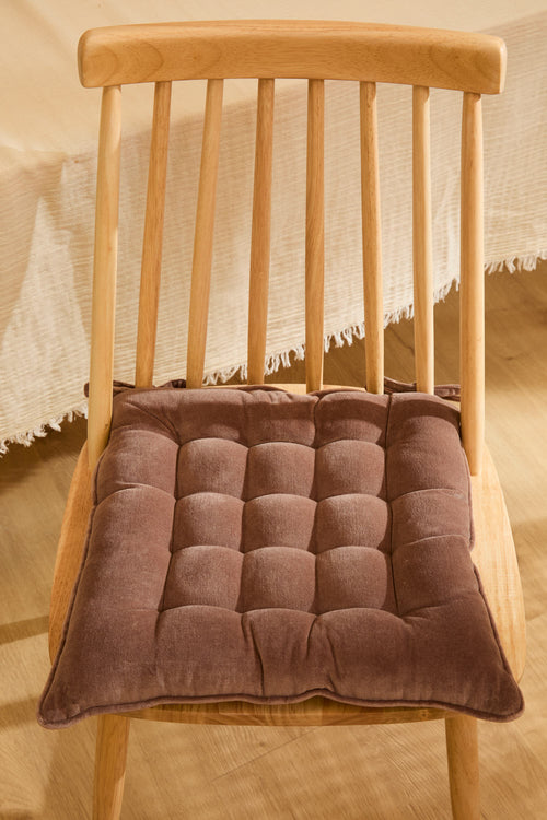 Calma House Stoelkussen Velour - Bruin - 40x40x4