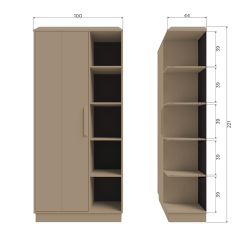 WOOOD opbergkast Lowen - Grenen - Mud - 221x100x44 - vtwonen shop